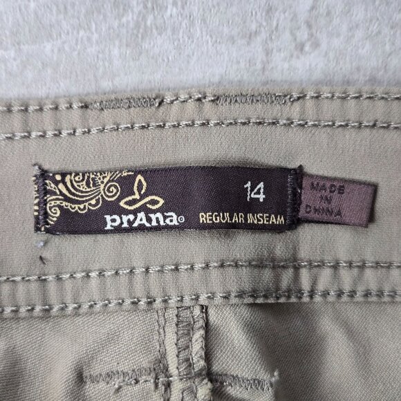 Prana Hiking Pants Womens 14 UPF 50+ Tan Straight Leg Adjustable Outdoor Utility - Picture 8 of 12